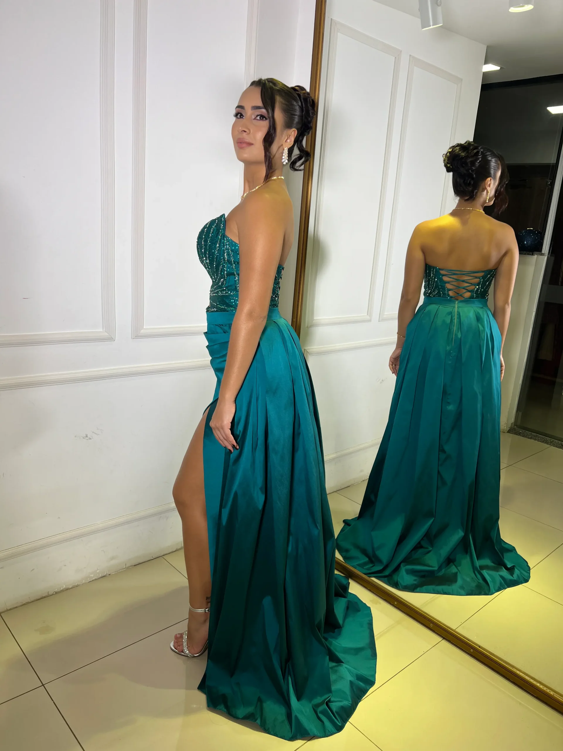 Vestido Verde tafetá 2 em 1 (1)