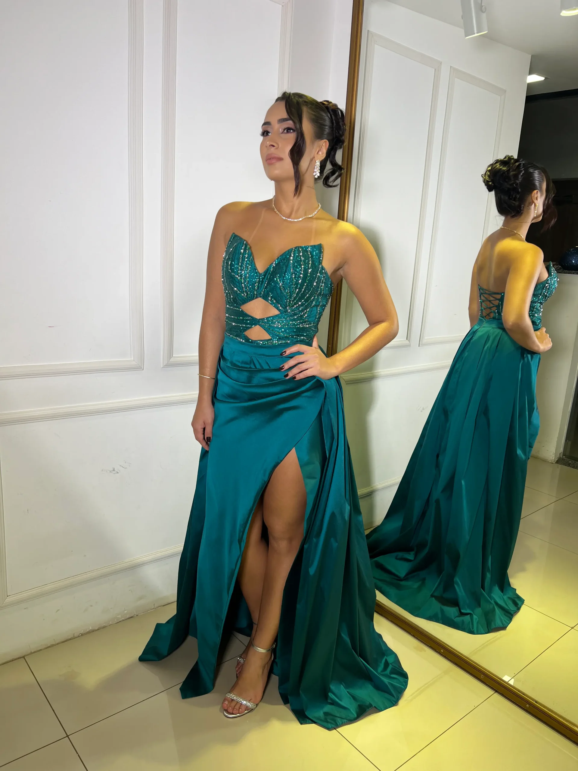 Vestido Verde tafetá 2 em 1 (3)